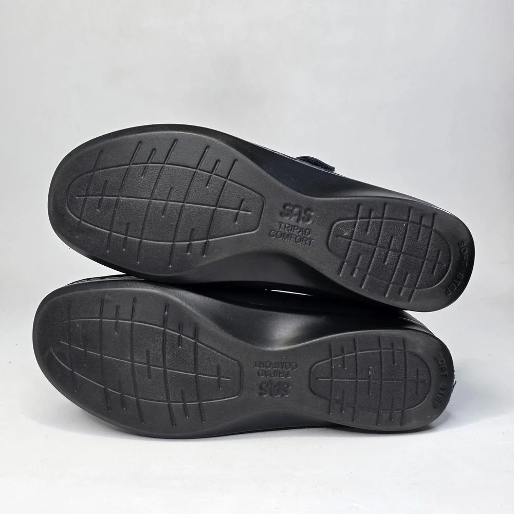 SAS Roamer Tripad Sandals Women's 8.5 WW Extra Wide Navy Leather T-Strap Shoes